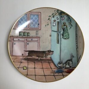 Gary Patterson Dachshund Plate Puppy Dog Got Food? The Danbury Mint Decor Gold